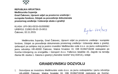 Građevinska dozvola Međimurske vode