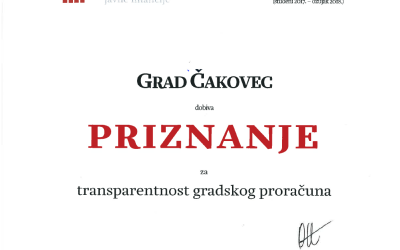 Grad Čakovec dobio priznanje za transparentnost Proračuna
